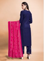 Print Rayon Pant Style Suit in Blue