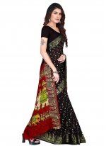 Printed Art Silk Designer Traditional Saree in Black