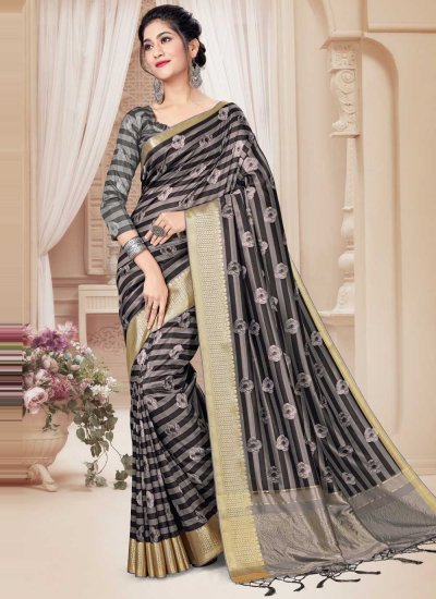 Printed Art Silk Trendy Saree in Multi Colour