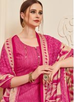 Printed Cotton Designer Patiala Suit in Pink