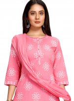 Printed Cotton Salwar Kameez in Pink