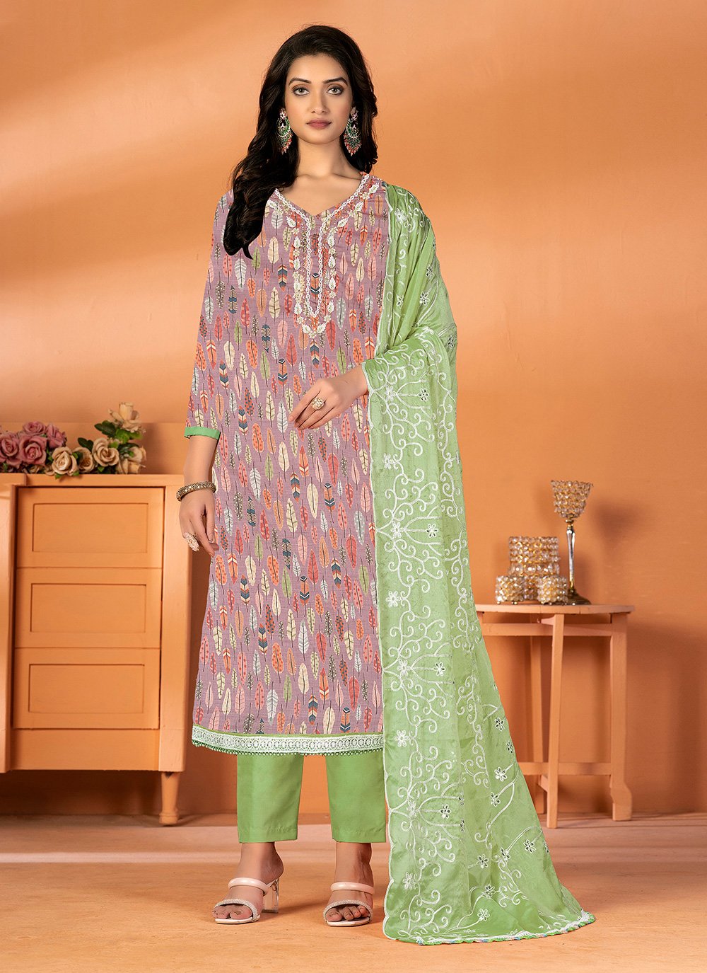 Heavenly Cotton Embroidered Churidar Salwar Suit 
