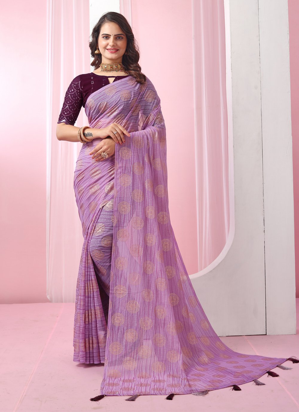 Georgette Sequins Designer Embroidered Saree Lavender – TASARIKA - India's  Most Loved Sarees!