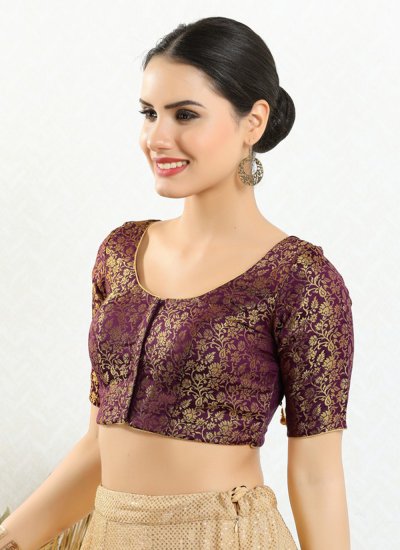Printed Jacquard Blouse in Wine
