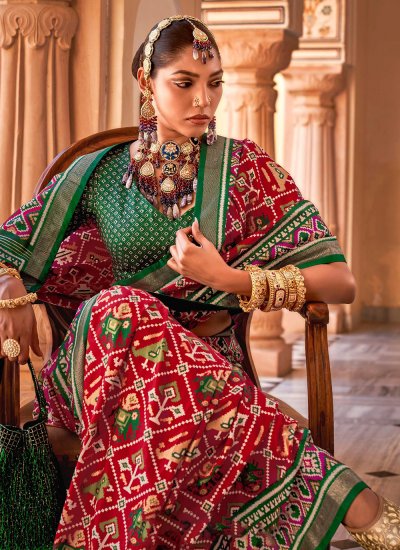Printed Patola Silk  Contemporary Saree in Multi Colour