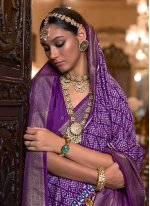 Printed Patola Silk  Trendy Saree in Purple
