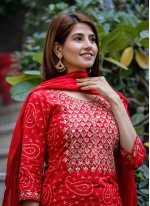 Pristine Red Party Readymade Salwar Suit