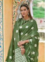 Prodigious Lucknowi Weaving Green Saree