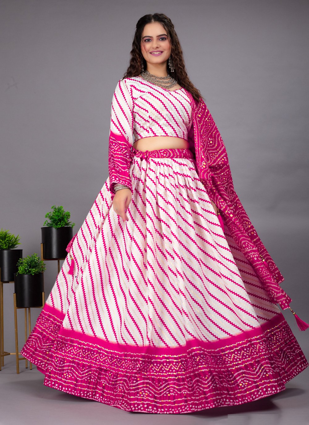 Prodigious Rani Foil Trendy Lehenga Choli - Technical View