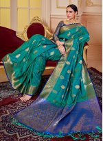 Prodigious Sea Green Traditional Designer Saree