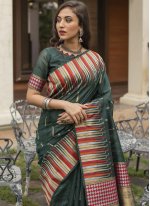 Prodigious Teal Traditional Designer Saree