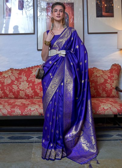 Prominent Blue Weaving Classic Saree