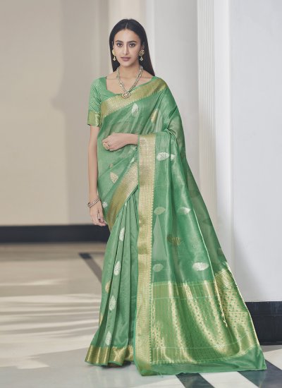 Prominent Green Silk Traditional Saree