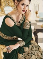 Prominent Green Zari Floor Length Anarkali Suit
