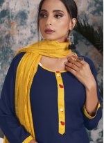 Punjabi Suit Print Rayon in Blue