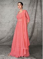 Pure Georgette Embroidered Designer Salwar Suit in Pink