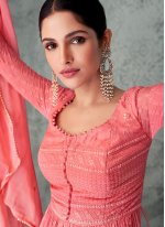 Pure Georgette Embroidered Designer Salwar Suit in Pink