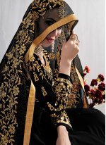 Pure Georgette Stone Work Black Floor Length Salwar Suit