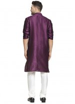 Purple Art Dupion Silk Plain Kurta Pyjama