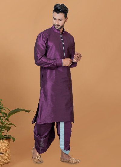 Purple Banarasi Silk Dhoti Kurta