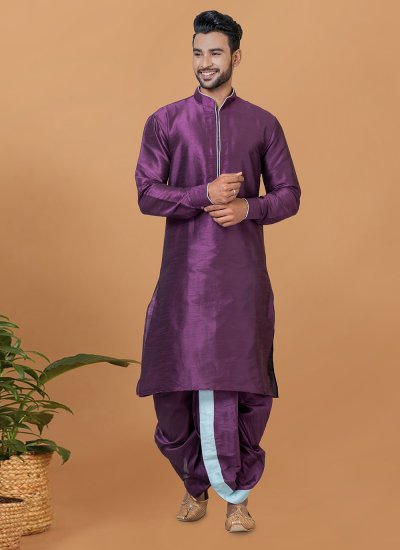 Purple Banarasi Silk Dhoti Kurta