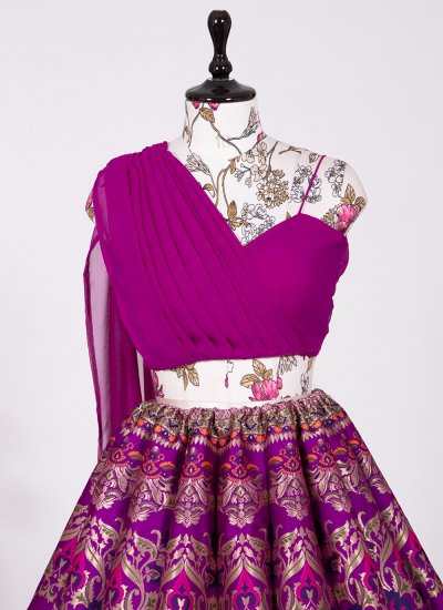 Purple Banarasi Silk Reception Readymade Lehenga Choli