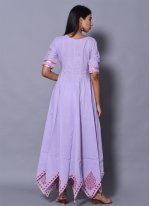 Purple Block Print Cotton Designer Gown