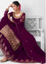 Purple Ceremonial Designer Kameez Style Lehenga Choli