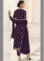 Purple Ceremonial Faux Georgette Designer Pakistani Salwar Suit