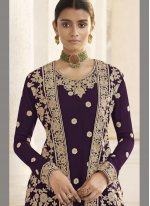 Purple Ceremonial Faux Georgette Designer Pakistani Salwar Suit