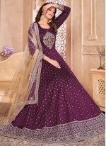 Purple Color Floor Length Anarkali Suit