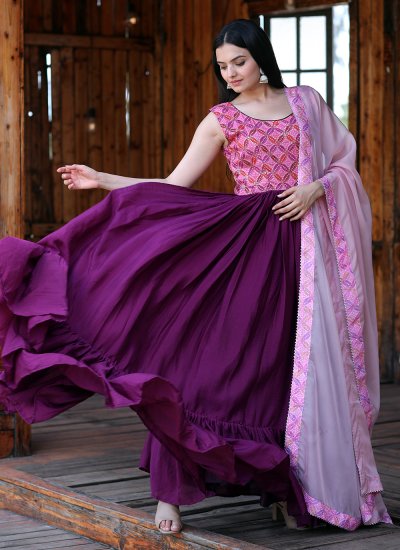 Purple Color Floor Length Gown