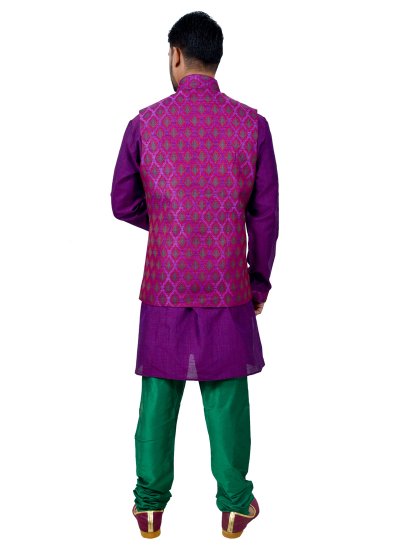 Purple Color Kurta Payjama With Jacket