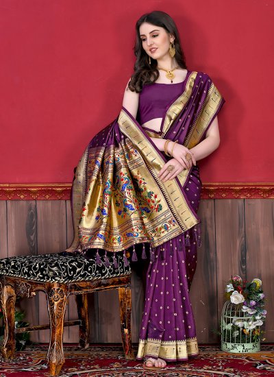 
                            Purple Color Trendy Saree