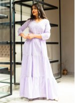 Purple Cotton Lace Designer Gown