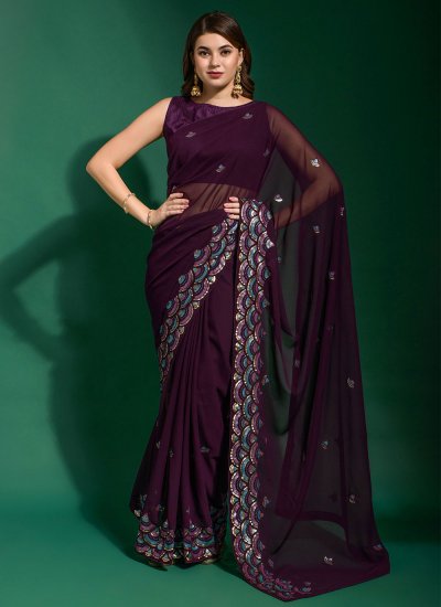 Purple Designer Trendy Saree