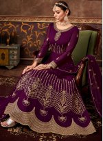 Purple Embroidered Ankle Length Anarkali Salwar Suit
