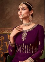 Purple Embroidered Ankle Length Anarkali Salwar Suit