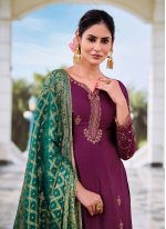 Purple Embroidered Designer Pakistani Suit