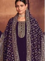 Purple Embroidered Festival Pakistani Salwar Suit