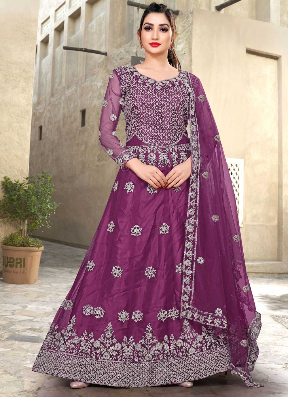 Purple Net Anarkali Anarkali