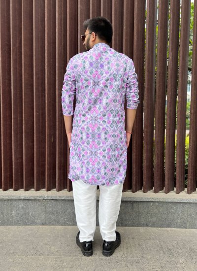 Purple Embroidered Soft Cotton Kurta Pyjama