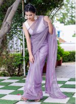 Purple Fancy Net Saree