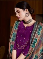 Purple Faux Crepe Festival Designer Pakistani Salwar Suit