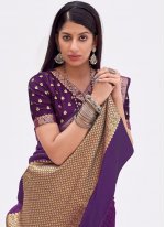 Purple Festival Banarasi Silk Classic Designer Saree