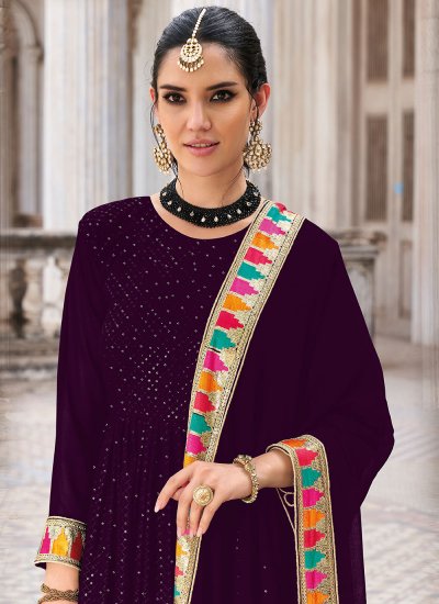 Purple Georgette Embroidered Anarkali Salwar Kameez