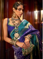 Purple Handloom silk Weaving Designer Saree