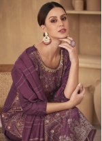 Purple Jacquard Silk Reception Readymade Anarkali Salwar Suit