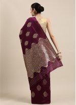 Purple Jacquard Work Traditional Saree