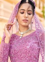 Purple Net Wedding Lehenga Choli